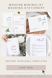 Modern Minimalist Wedding Stationery Instant Download Templates For Diy Wedding Invite Printable Wedding Invitations Wedding Stationery Wedding Invitations Diy