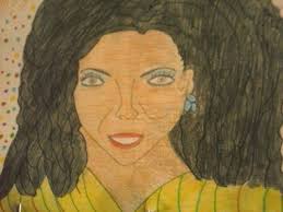 Historical woman artist drawing without eraser