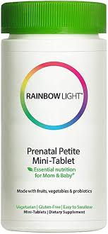 Amazon Com Rainbow Light Prenatal Petite Mini Tab Multivitamin Plus Superfoods Probiotics Organic Daily Vitamin And Mineral Supplement For Mom Baby Folate Iron Gluten Free Vegetarian 180 Mini Tablets Health Personal
