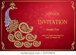 Wedding Invitation Card Templates With Gold Patterned And Crystals On Background Wedding Invitation Cards Indian Wedding Cards Wedding Invitation Card Template