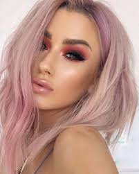 light pink hair looks makeup ideas