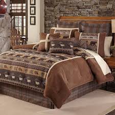 4 Piece Brown Cabin Themed Comforter King Cal King Set Lodge Bedding Bears Comforter Sets Lodge Bedding Rustic Bedding