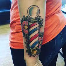 Top 93 barber tattoo ideas 2021 inspiration guide. New Barber Pole Tattoo Glenhelmtattoos Tattoos Body Art Barber Pole