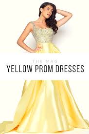 Mac duggal women's long dress with mock neck and split front carwash skirt. Yellow Prom Dresses Mac Duggal