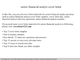 Senior Financial Analyst Cover Letter