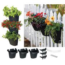 Bloem Black Hanging Garden Plastic Planter System 3 Pack 482124 1001 The Home Depot Hanging Garden Self Watering Planter Vertical Garden Planters