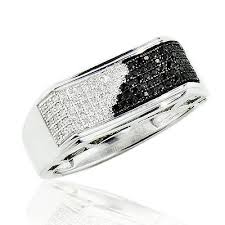 Black And Silver Mens Wedding Ring Mens Black And White Diamond Pinky Ring 0 30ct Sterling Silver Mens Diamond Jewelry Black Gold Jewelry Men Diamond Ring