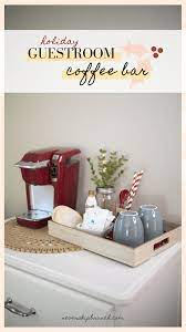 A coffee bar shelf is something you should really pay attention to. Guest Bedroom Coffee Bar Holiday Guest Bedroom Decor Guest Bedroom Coffee Station Holiday Chris Festive Guest Room Guest Bedroom Decor Holiday Coffee Bar