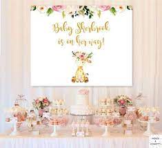 Giraffe Baby Shower Decorations Girl Baby Girl Shower Sign Girl Baby Shower Decor Ca Girl Baby Shower Decorations Baby Shower Giraffe Baby Shower Cakes Girl