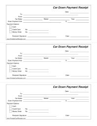 this printable receipt is for a down payment that is being made on a new car includes payment options and the car make house down payment receipt down payment