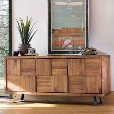 buffet bois motif damier 3 portes 176 cm oka buffet bois salle a manger bois massif salle a manger peinture