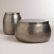 Round silver hammered metal cala coffee table. Pin Su Side Accent Tables