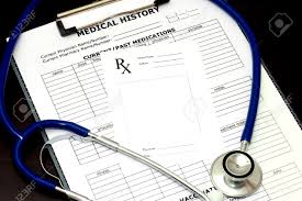 Blank Prescription Pad With Patient Medical Chart And Stethoscope