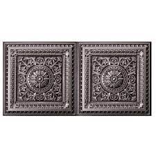 Easy glue up 2'x4' faux tin ceiling tile in white. Udecor Marseille 2 Ft X 4 Ft Lay In Or Glue Up Ceiling Tile In Antique Silver 80 Sq Ft Case Ct 223 As 2x4 The Home Depot
