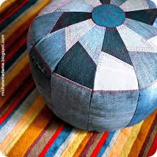 Drop Dead Denim One Tough Pouf Michele Made Me Diy Pouf Denim Crafts Denim Ideas