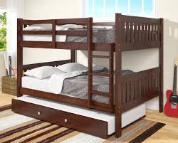 Full size bunk beds for kids vary in height from 64 to 72 inches requiring 8' ceiling height, typical size 84 length and 54 width. Max Full Size Cappuccino Bunk Bed With Trundle
