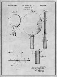 Wipe, cutting edge, handle, and elastic. 1934 Ping Pong Paddle Table Tennis Paddle Patent Gray Drawing By Greg Edwards