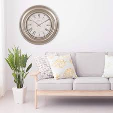 Large round mirrored wall clock. Amazon Com 30 Glenmont Wide Silver Framed Roman Numeral Wall Clock Home Kitchen