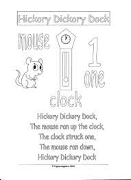 Color in this picture of hickory dickory dock and others with our library of online coloring pages. Nursery Rhyme Hickory Dickory Dock Teaching Resources