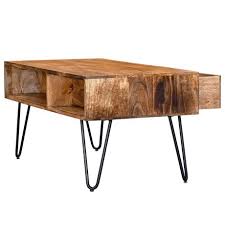 Includes one 1 tablematerial acacia woodframe material ironfinish teakframe finish rustic metallight assembly requiredhand crafted detailsdimensions 32.50 inches deep x 32.50 inches wide x 18.00 inches high the accuweather shop is bringing you great deals on lots of gdf studio outdoor coffee. Rustic Industrial Solid Wood Iron Coffee Table In Natural Burnt Walmart Canada