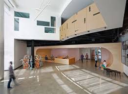 The Entrance Lobby At Aol S Palo Alto Headquarters Looks Like A Skate Park The Skateboarding Interior Design Principles Office Reception Seating Office Design