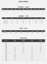 calvin klein clothing size chart