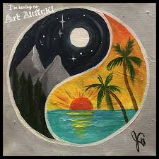 Ying Yang Painting Vinyl Art Paint Hippie Painting Canvas Art Painting