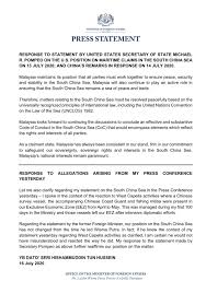 Foreign minister anže logar hosted croatian minister of foreign affairs and european affairs gordan grlić radman and italian minister of foreign affairs and international cooperation luigi di maio at a trilateral meeting on 21 april 2021 in brdo pri kranju. Malaysia Minster Of Foreign Affairs Hishammuddin Hussein Press Statement 16 07 2020 Minbane