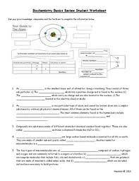 Biochemistry Worksheet Teachers Pay Teachers