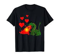 Amazon.com: Fire Breathing Dragon Making Love Hearts T-Shirt : Clothing,  Shoes & Jewelry