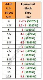 60 conclusive bloch pointe shoes size chart