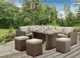 Same day delivery 7 days a week £3.95, or fast store collection. Casagiardino Brown Rattan Corner Sofa Outdoor Garden Furniture Dining Table Set Lodge Furniture Uk