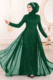 Nayla Collection Pullu Yesil Tesettur Abiye Elbise 90000y Tesetturisland Com Aksamustu Giysileri The Dress Elbise