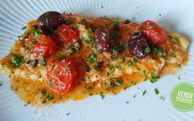 Filetto di merluzzo alla mediterranea. Filetti Di Merluzzo Alla Mediterranea Verde Pistacchio