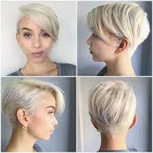 Vier Fotos Mit Blonden Haaren Hangende Ohrringe Undercut Frisuren Frauen Kurzes Haar Pixie Frisur Haarschnitt Frisur Undercut