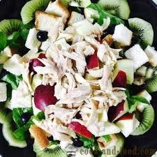 Salata cu avocado, pancetta si sos de nectarine. Pentru Iubitorii De SenzaÈ›ii NeobiÈ™nuite Salata De Kiwi Si Pui Retete Video De La Domiciliu
