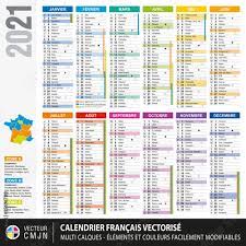 Calendrier Des Prénoms 2023 Calendrier Français 2021 Avec Vacances Scolaires, Noms Des Saints Du Jour,  Cycles Lunaires, Fériés, Fêtes Etc... Textes 100% Vectorisés. Vecteur Multi  Calques. Stock Vector | Adobe Stock