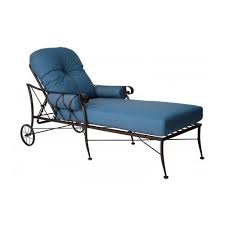 This patio chaise lounge is the just the right perch to relax on while you watch the kids play in the backyard or splash plus, it also has two wheels that make it easy to move around your deck and follow the sun. Woodard Derby Wrought Iron Adjustable Chaise Lounge