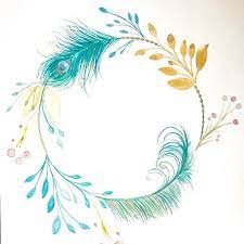 Christine Pe Instagram Happy Saturday Instafam I Was So Inspired By The Peacock Feather I Made This Beauty Flower Frame Wreath Watercolor Feather Painting