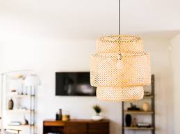 Basta con darle al interruptor de la luz y. Modern Ikea Sinnerlig Bamboo Pendant Midcentury Living Room Los Angeles By Madison Modern Home Houzz