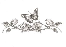 Butterfly Eith Rose Tattoo Design By Saramira On Deviantart Rose And Butterfly Tattoo Rose Vine Tattoos Rose Tattoo Design