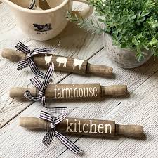 Mini Rolling Pins Farmhouse Decor Farmhouse Kitchen Rolling Pin Tiered Tray Decor Rae Dunn Cow Pig Chicken In 2021 Rolling Pin Crafts Tray Decor Tiered Tray Decor