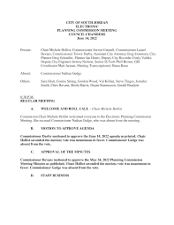 CITY OF SOUTH JORDAN ELECTRONIC PLANNING COMMISSION MEETING COUNCIL  CHAMBERS June 14, 2022 Present: Chair Michele Hollist, Commi