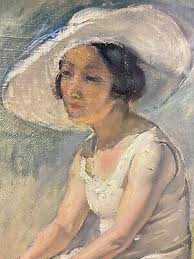 Emile Delobre (French, 1873-1956) “Marthe in White” Oil