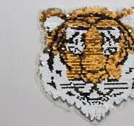 Tiger Head Sequined Applique Patch,Paillette Patch,Sequins Tiger Patch  Supplies for Coat,T-Shirt,Costume Decorative Patches