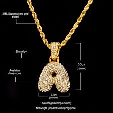 Hip hop jewelry like rappers, migos, offset, quavo, gucci mane. Necklaces Pendants T Initial Custom Bubble Letter Gold Plated Icy Pendant 24 Stone Chain Necklace Jewellery Watches Vishawatch Com