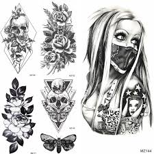 See more ideas about gangster tattoos, flash design, chicano tattoos. Cool Gangster Temporary Tattoos Fake Geometric Death Skull Tatoos Waterproof Black Planets Flower Tattoos For Women Men Body Art Temporary Tattoos Aliexpress
