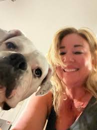 A boxer as a boxer who's name is Rocky Jay going as Rocky. . He hates me  right now 😝🤦🏽‍♀️