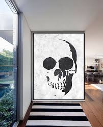 Acrylic Black And White Canvas Painting Extra Large Acrylic Painting On Canvas Minimalist Painting Canvas Art Black White Skull Painting Canvas Painting Canvas Art Painting Acrylic Painting Canvas
