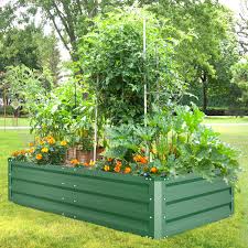 I chose raised garden beds because my garden is on a slope and the soil has plenty of tree roots. Buy Metal Raised Garden Beds For Vegetables Ohuhu 6 X 3 X 1 Reinforced Galvanized Steel Raised Garden Boxes With Baking Varnish Heavy Duty Planter Box Bed For Growing Flowers Herbs And